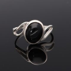 Aszimmetrikus hullám ezüst gyűrű - Ónix