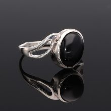 Aszimmetrikus hullám ezüst gyűrű - Ónix