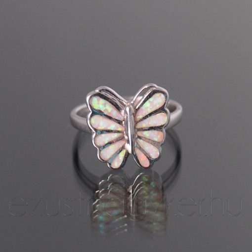 Opál gyűrű pillangó rózsaszín