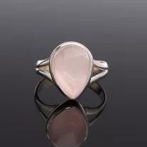 Csepp Rózsakvarc gyűrű nyittott gyűrűsínnel