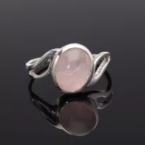 Aszimmetrikus hullám ezüst gyűrű - Rózsakvarc