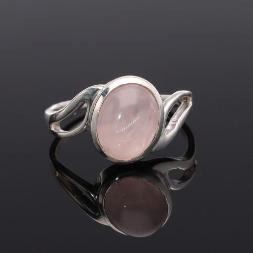 Aszimmetrikus hullám ezüst gyűrű - Rózsakvarc