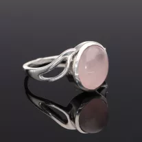 Aszimmetrikus hullám ezüst gyűrű - Rózsakvarc