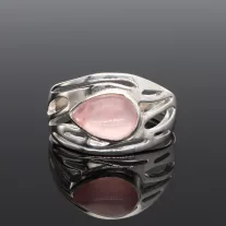 Csepp Rózsakvarc modern Ezüst gyűrű