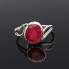 Aszimmetrikus hullám ezüst gyűrű - Rubin