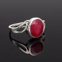 Aszimmetrikus hullám ezüst gyűrű - Rubin