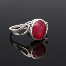 Aszimmetrikus hullám ezüst gyűrű - Rubin