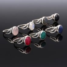 Aszimmetrikus hullám ezüst gyűrű - Rubin