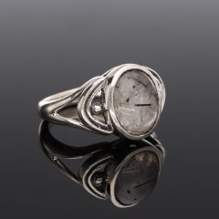 Ovál Turmalinkvarc ezüst gyűrű modern gyűrűsínnel