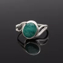 Aszimmetrikus hullám ezüst gyűrű - Smaragd