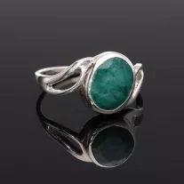 Aszimmetrikus hullám ezüst gyűrű - Smaragd