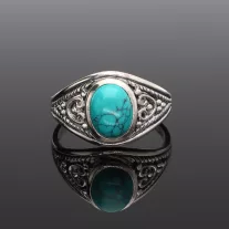 Ovál Türkiz színű Howlit gyűrű díszes sínnel