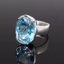 Fazettélt Kék Topáz Ékkő Gyűrű - Ovál