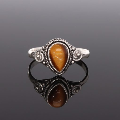 Csepp Tigrisszem gyűrű díszes ezüst foglalattal