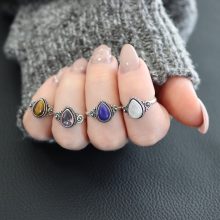 Csepp Tigrisszem gyűrű díszes ezüst foglalattal