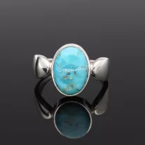 Ovál Türkiz ezüst gyűrű modern gyűrűsínnel