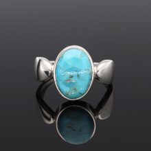 Ovál Türkiz ezüst gyűrű modern gyűrűsínnel