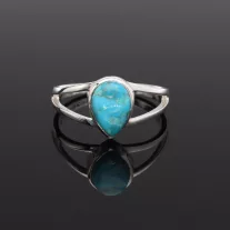 Csepp Türkiz ezüst gyűrű szétnyíló gyűrűsínnel