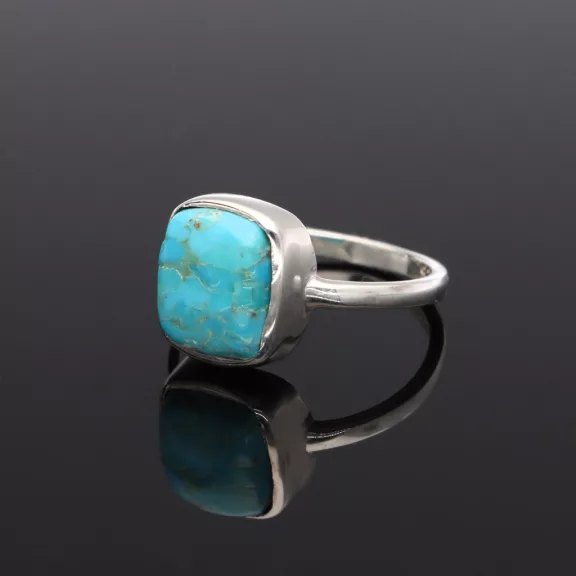 Szögletes Türkiz ezüst gyűrű 