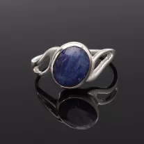 Aszimmetrikus hullám ezüst gyűrű - Zafír