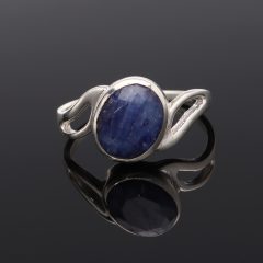 Aszimmetrikus hullám ezüst gyűrű - Zafír