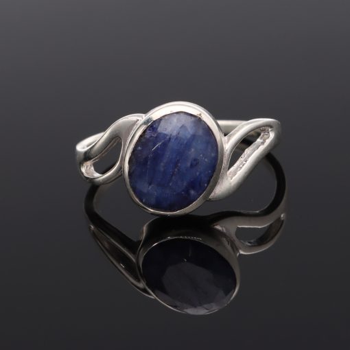 Aszimmetrikus hullám ezüst gyűrű - Zafír