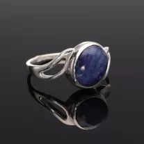 Aszimmetrikus hullám ezüst gyűrű - Zafír