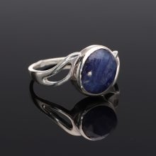 Aszimmetrikus hullám ezüst gyűrű - Zafír