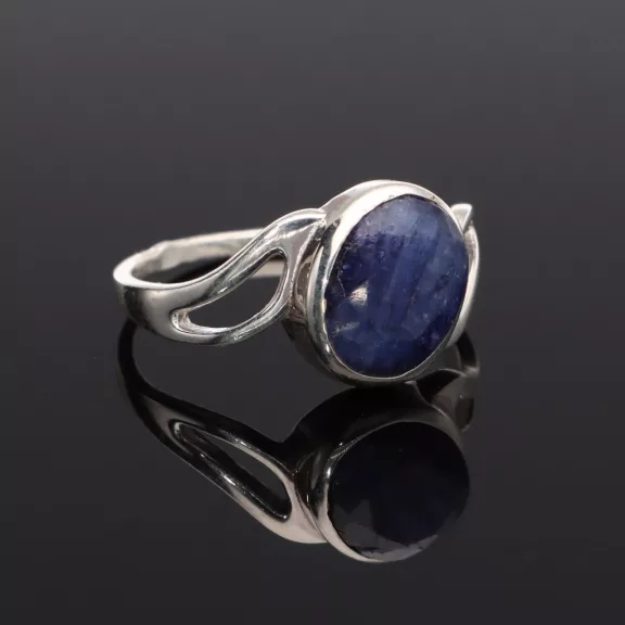 Aszimmetrikus hullám ezüst gyűrű - Zafír