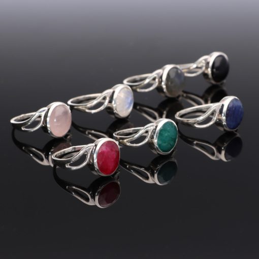 Aszimmetrikus hullám ezüst gyűrű - Zafír