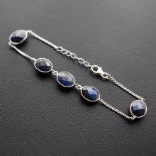 Ezüst karkötő 3+2 Labradorit kővel