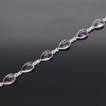 Ezüst karkötő Csepp Ametiszttel