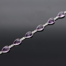 Ezüst karkötő Csepp Ametiszttel