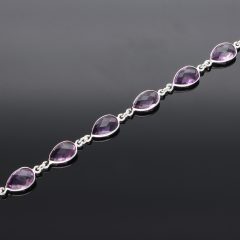 Ezüst karkötő Csepp Ametiszttel