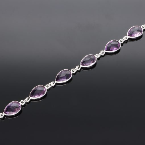 Ezüst karkötő Csepp Ametiszttel