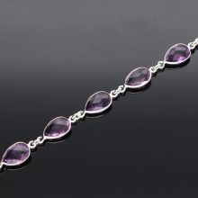 Ezüst karkötő Csepp Ametiszttel