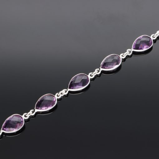 Ezüst karkötő Csepp Ametiszttel