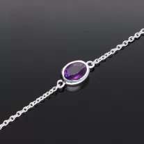 Vékony Anker karkötő ovális Ametiszttel