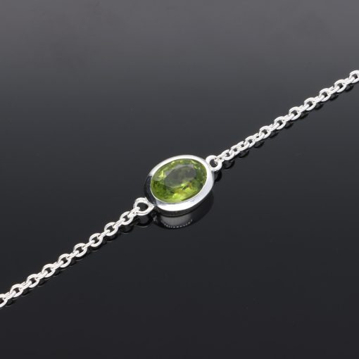 Vékony Anker karkötő ovális Olivinnel