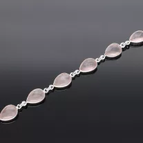 Ezüst karkötő Csepp Rózsakvarccal 