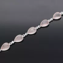 Ezüst karkötő Csepp Rózsakvarccal 