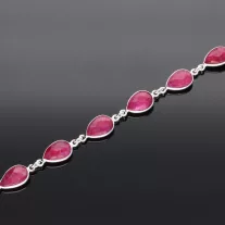 Ezüst karkötő csepp Rubinnal