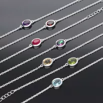 Vékony Anker karkötő ovális Rubinnal