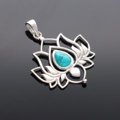 Türkiz színű Howlit köves lótusz medál
