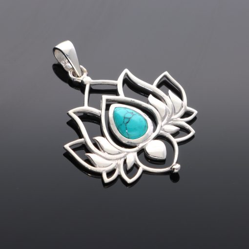 Türkiz színű Howlit köves lótusz medál