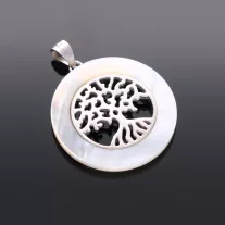 Ezüst Életfa medál Gyöngyház kerettel