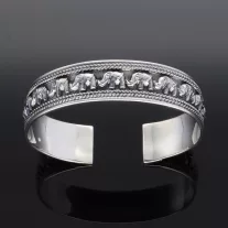 Elefánt mintás - Merev ezüst karkötő