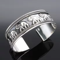 Széles Elefánt mintás - Merev ezüst karkötő