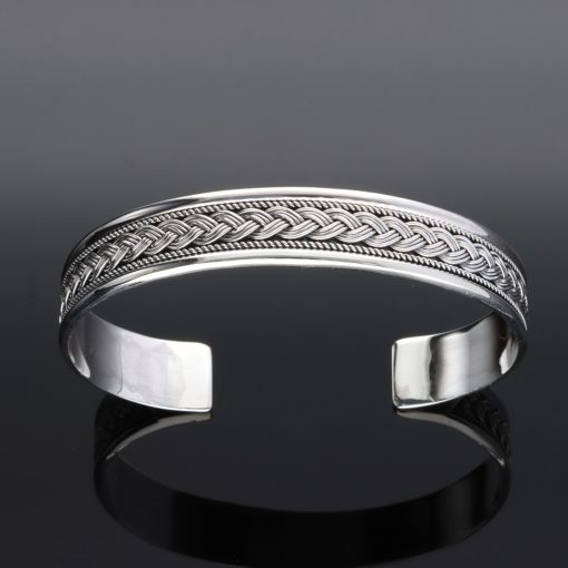 Fonott mintás - Merev ezüst karkötő