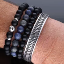 Átlós mintás - Merev ezüst karkötő